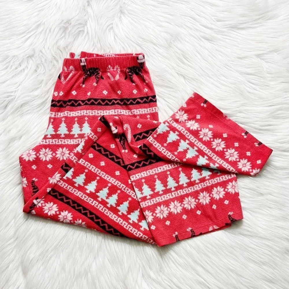 SO Fleece Cozy Christmas Pajama Pants Red Green & White Medium
